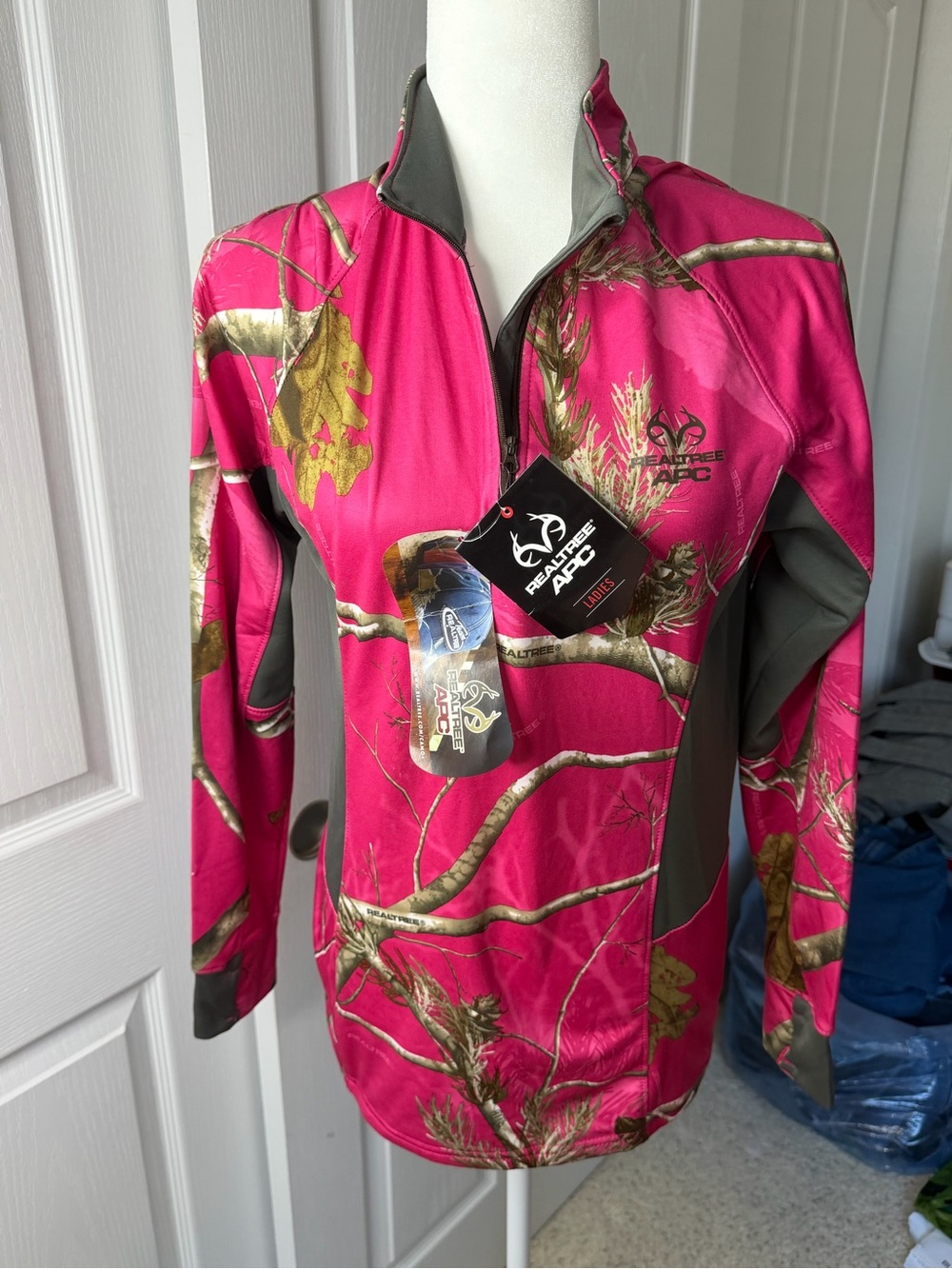 Realtree Pink Camo Quarter-Zip Utility Jacket with Olive Panels